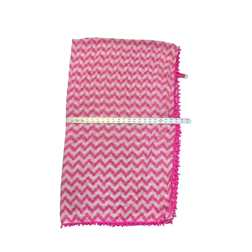 LILLY PULITZER Pink & White Pineapple Scarf PomPoms Tropical Resortwear 70